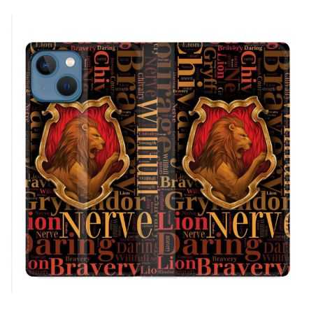Housse Cuir Portefeuille Pour Iphone 14 (6.1) Harry Potter Griffondor