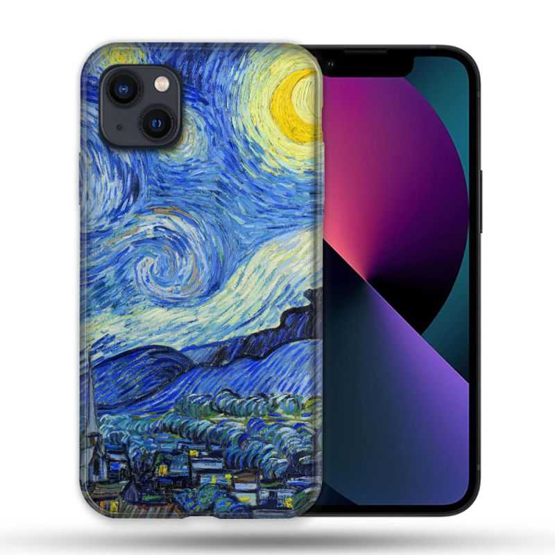 Coque Compatible MagSafe Pour Iphone 14 Pro Max (6.7) Peinture La nuit étoilée