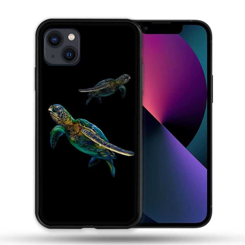 Coque Pour Iphone 14 Pro Max (6.7) Animal Tortue Noire multicolore