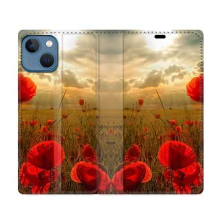 Housse Cuir Portefeuille Pour Iphone 14 (6.1) Fleur Housse Cuir Portefeuillelicot