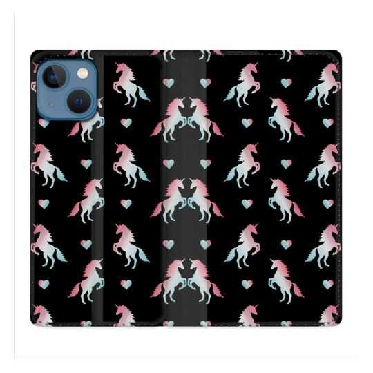 Housse Cuir Portefeuille Pour Iphone 14 (6.1) Fantastique Licorne Pattern