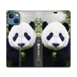 Housse Cuir Portefeuille Pour Iphone 14 (6.1) Animal Panda Color