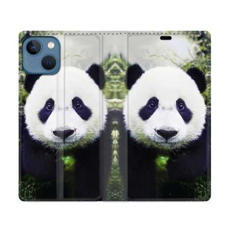 Housse Cuir Portefeuille Pour Iphone 14 (6.1) Animal Panda Color