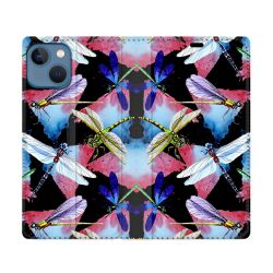Housse Cuir Portefeuille Pour Iphone 14 (6.1) Animal Libellule