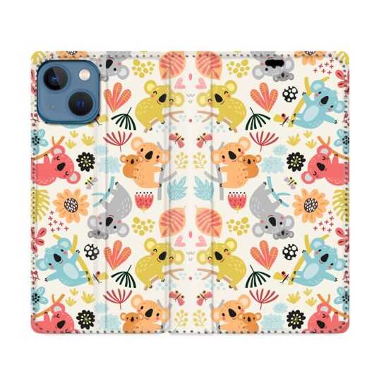 Housse Cuir Portefeuille Pour Iphone 14 (6.1) Animal Koala Pattern
