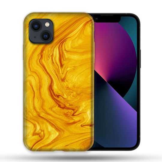 Coque Pour Iphone 14 Pro Max (6.7) Texture Marbre Jaune