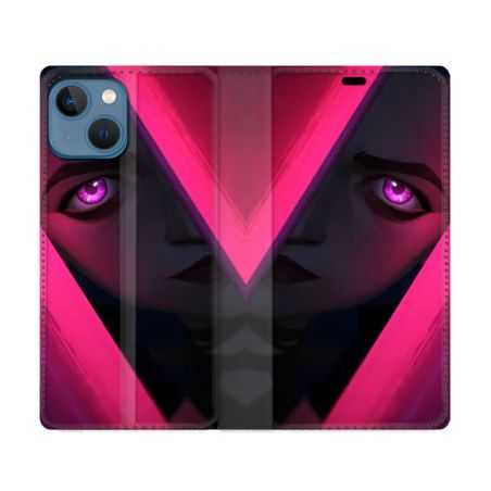 Housse Cuir Portefeuille Pour Iphone 14 (6.1) Arcane Jynx Rose