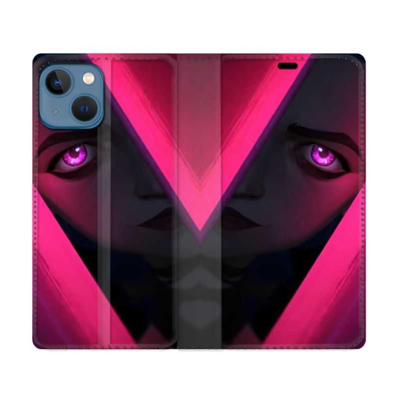 Housse Cuir Portefeuille Pour Iphone 14 (6.1) Arcane Jynx Rose