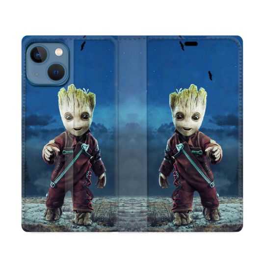 Housse Cuir Portefeuille Pour Iphone 14 (6.1) Groot Bleu