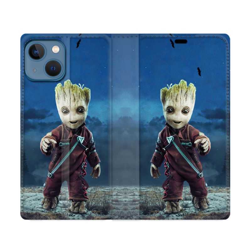 Housse Cuir Portefeuille Pour Iphone 14 (6.1) Groot Bleu