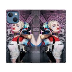 Housse Cuir Portefeuille Pour Iphone 14 (6.1) Harley Quinn Batte