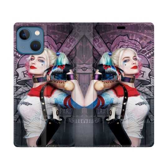 Housse Cuir Portefeuille Pour Iphone 14 (6.1) Harley Quinn Batte