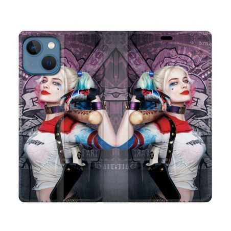 Housse Cuir Portefeuille Pour Iphone 14 (6.1) Harley Quinn Batte