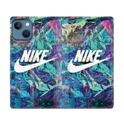 Housse Cuir Portefeuille Pour Iphone 14 (6.1) Nike Turquoise