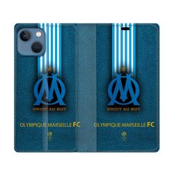 Housse Cuir Portefeuille Pour Iphone 14 (6.1) Olympique Marseille OM Bande
