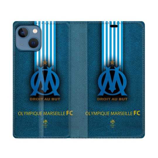 Housse Cuir Portefeuille Pour Iphone 14 (6.1) Olympique Marseille OM Bande