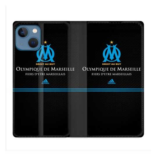 Housse Cuir Portefeuille Pour Iphone 14 (6.1) Olympique Marseille OM Fier etre Marseillais