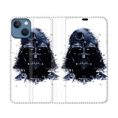 Housse Cuir Portefeuille Pour Iphone 14 (6.1) Star Wars - Dark Vador Blanc