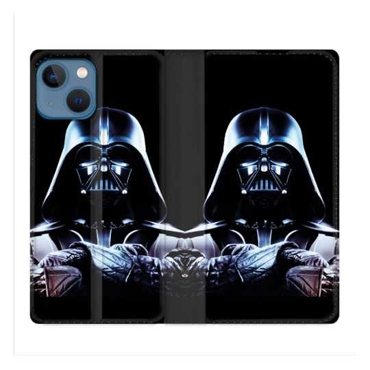 Housse Cuir Portefeuille Pour Iphone 14 (6.1) Star Wars - Dark Vador Noir