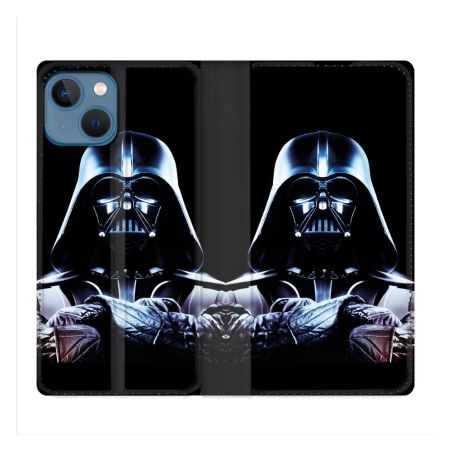 Housse Cuir Portefeuille Pour Iphone 14 (6.1) Star Wars - Dark Vador Noir