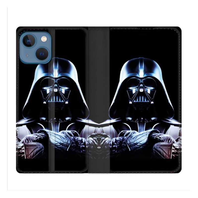 Housse Cuir Portefeuille Pour Iphone 14 (6.1) Star Wars - Dark Vador Noir