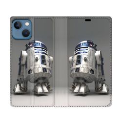 Housse Cuir Portefeuille Pour Iphone 14 (6.1) Star Wars - R2D2