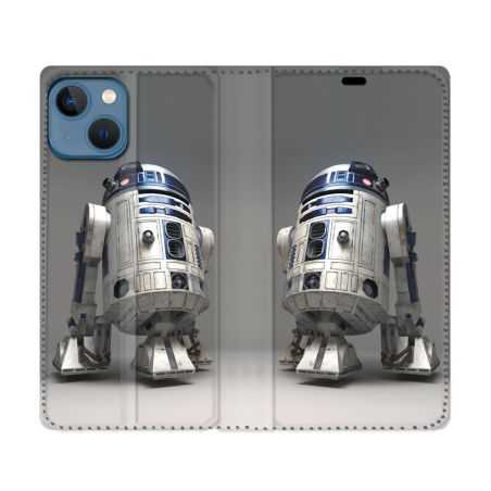 Housse Cuir Portefeuille Pour Iphone 14 (6.1) Star Wars - R2D2