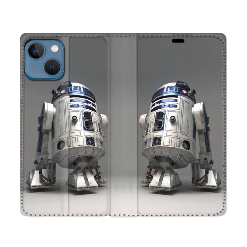 Housse Cuir Portefeuille Pour Iphone 14 (6.1) Star Wars - R2D2