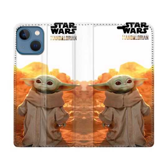 Housse Cuir Portefeuille Pour Iphone 14 (6.1) Star Wars - Yoda bebe soleil