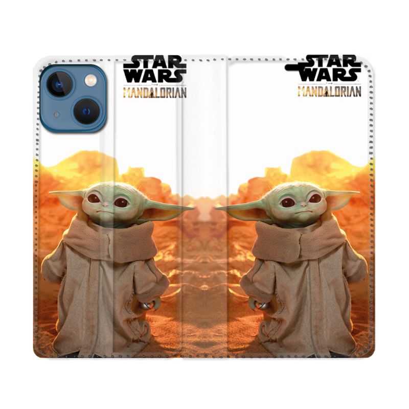Housse Cuir Portefeuille Pour Iphone 14 (6.1) Star Wars - Yoda bebe soleil