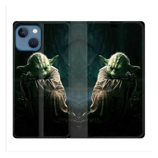 Housse Cuir Portefeuille Pour Iphone 14 (6.1) Star Wars - Yoda sombre
