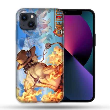 Coque Compatible MagSafe Pour Iphone 14 Max (6.7) Manga One Piece Ace Color