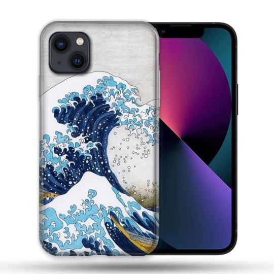 Coque Compatible MagSafe Pour Iphone 14 Max (6.7) Peinture La Grande Vague