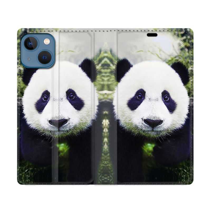 Housse Cuir Portefeuille Pour Iphone 14 Pro (6.1) Animal Panda Color