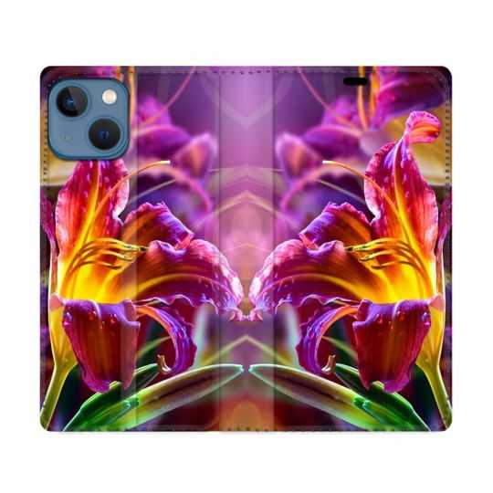 Housse Cuir Portefeuille Pour Iphone 14 Pro (6.1) Fleur Lys Color