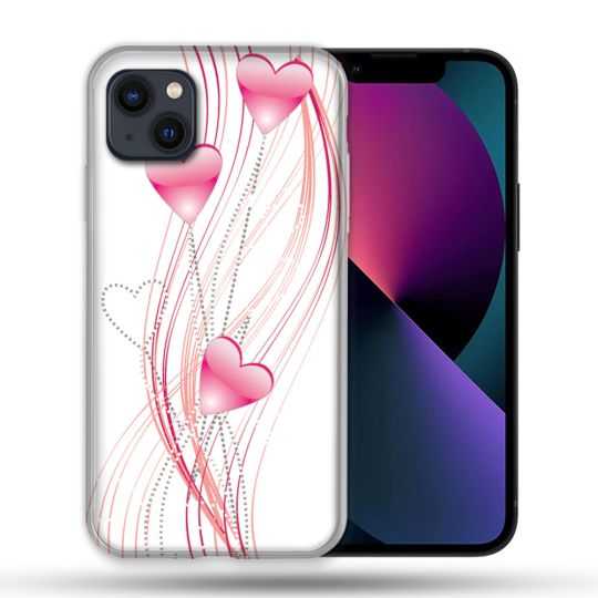 Coque Pour Iphone 14 Max (6.7) Amour Coeur Rose Montant sur Blanc