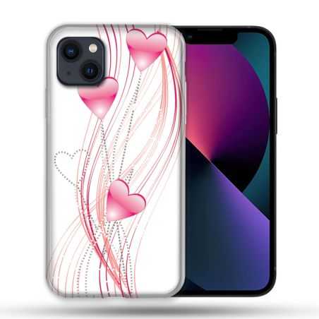 Coque Pour Iphone 14 Max (6.7) Amour Coeur Rose Montant sur Blanc