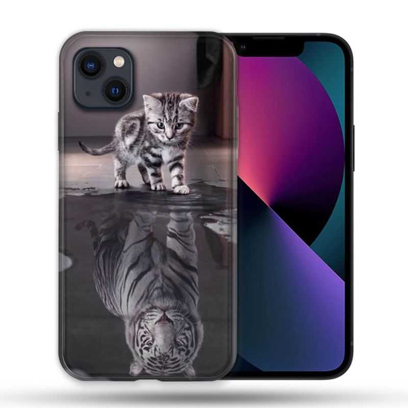 Coque Pour Iphone 14 Max (6.7) Animal Chat Reflet