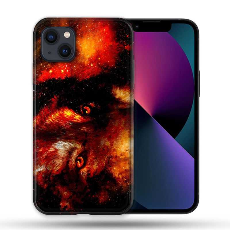 Coque Pour Iphone 14 Max (6.7) Animal Loup Espace