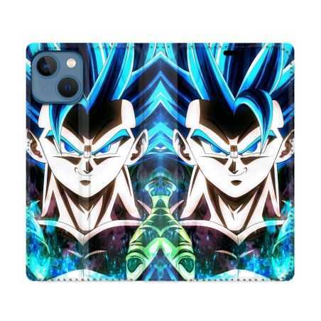 Housse Cuir Portefeuille Pour Iphone 14 Pro (6.1) Manga Dragon Ball Gogeta Visage