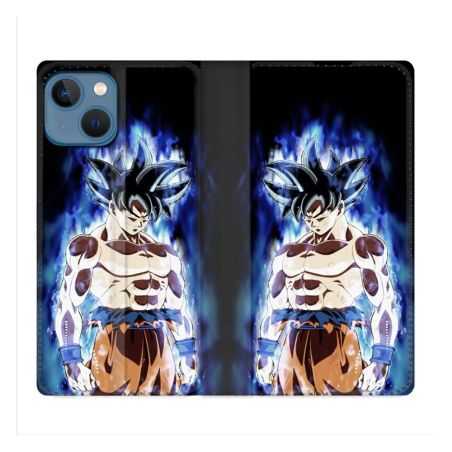 Housse Cuir Portefeuille Pour Iphone 14 Pro (6.1) Manga Dragon Ball Sangoku Noir