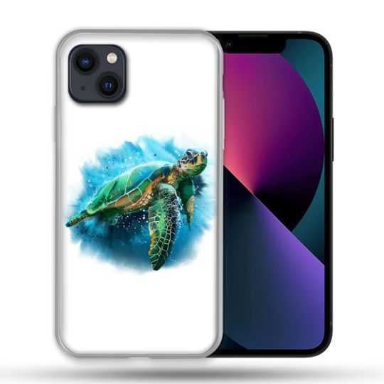 Coque Pour Iphone 14 Max (6.7) Animal Tortue Blanche multicolore
