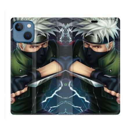 Housse Cuir Portefeuille Pour Iphone 14 Pro (6.1) Manga Naruto Kakashi