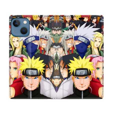 Housse Cuir Portefeuille Pour Iphone 14 Pro (6.1) Manga Naruto Team
