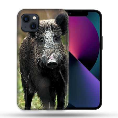 Coque Pour Iphone 14 Max (6.7) Chasse Sanglier bois