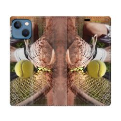 Housse Cuir Portefeuille Pour Iphone 14 Pro (6.1) Sport Tennis Glissade