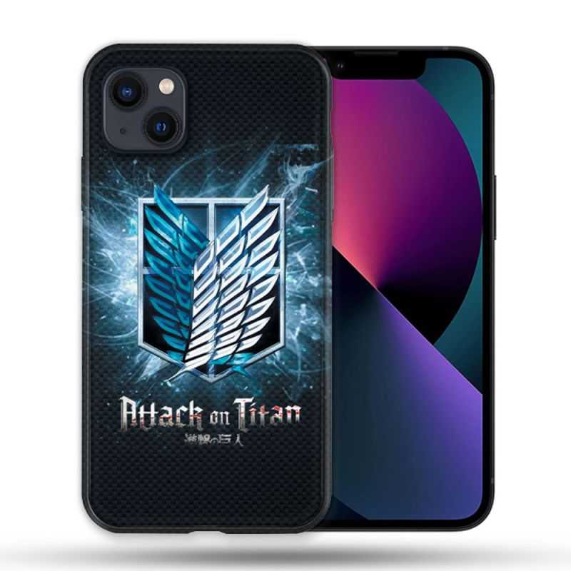 Coque Pour Iphone 14 Max (6.7) Manga Attaque Titans Noir