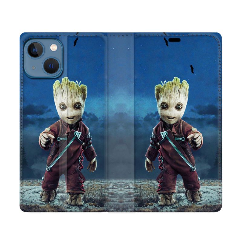 Housse Cuir Portefeuille Pour Iphone 14 Pro (6.1) Groot Bleu