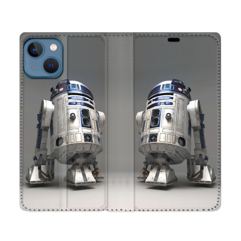 Housse Cuir Portefeuille Pour Iphone 14 Pro (6.1) Star Wars - R2D2