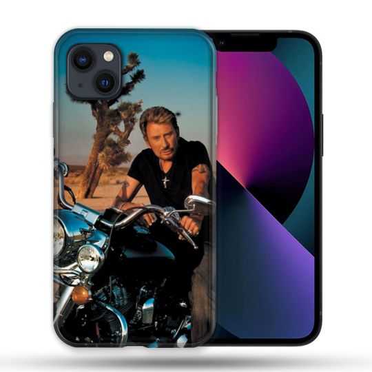 Coque Pour Iphone 14 Max (6.7) Musique Johnny Hallyday Moto